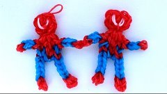 Человек паук из резинок  RAINBOW LOOM. Плетем человека паука...