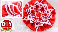 DIY.Кanzashi flower tutorial.Kanzashi. Flower on the haircli...