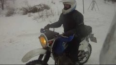 Winter riding. Honda AX-1 + Suzuki Djebel.