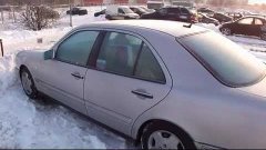 Запуск двигателя -10С Mercedes E290TD. Cold start -10C.