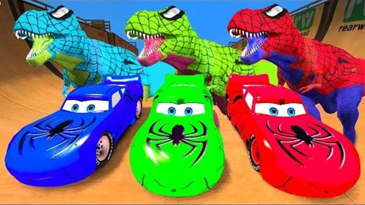 Funny Dinosaurs Spiderman & Lightning Mcqueen CARS CRAZY DINO PARTY Nursery Rhymes Children's Songs