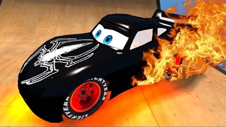 BLACK Lightning Mcqueen CARS & BLACK SPIDERMAN CRAZY FIRE PARTY Nursery Rhymes Songs