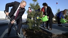 Путин посетил место приземления Гагарина, осмотрел Парк поко...