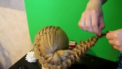Плетение косичек - Ажурная коса с цветком из волос