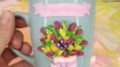 Коробочка с цветами, тюльпаны и мимоза