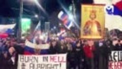 В годовщину бомбардировки Югославии сербы проводят демонстра...