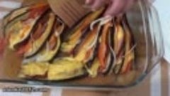 Баклажаны в духовке с помидорами сыром и ветчиной 720