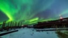 Полярное сияние над Нарьян-Маром, Ненецкий автономный округ,...
