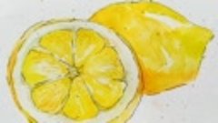 Лимон акварелью 