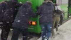 Гомельчане помогли вызволить автобус из снежного плена в пер...