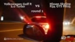 Ночная движуха: Гость из России VW GOLF R 2.0 VS  Nissan Sky...