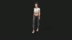 3D model of a female character wearing a t-shirt, crop top, ...