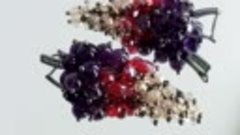 Серьги-грозди из аметиста и хрусталя