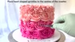 Wilton Tip 1M Pink Ombre Rosettes Cake _ Swiss Meringue Butt...