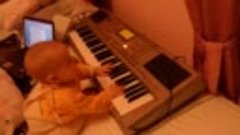 Аделька играет на синтезаторе (7,5 месяцев).