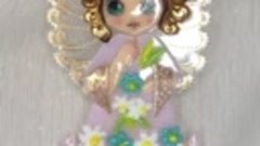 Арт. Е38  Новогодняя игрушка из фьюзинга «Цветочный ангел»