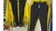 Джинсовая куртка, с трикотажными вставками жёлтого цвета, ра...