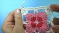Шикарный мотив с цветком  Crochet square motive Мотив крючко...