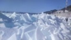 Лёд Байкала в морозную погоду в -37. п. Листвянка