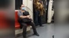 Ничего необычного, просто мужчина везёт динозавра в метро