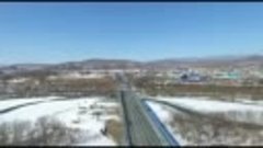 Обрушившийся мост на трассе Владивосток-Находка с воздуха