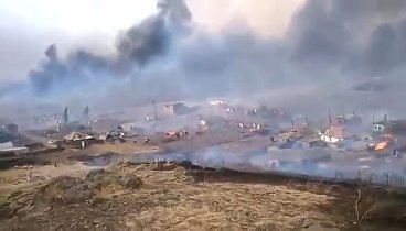 Пожар в Шира. (Хакасия). Видео очевидца 12.04.2015