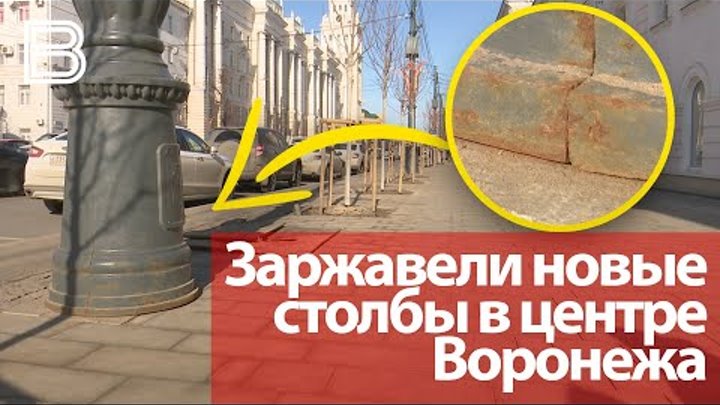 Заржавели новые столбы в центре Воронежа