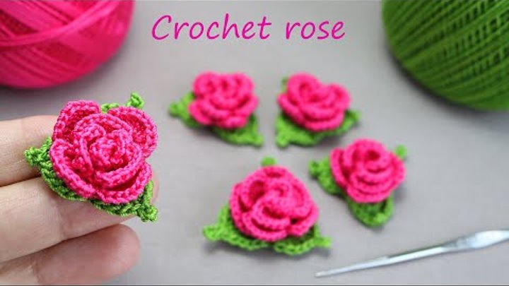 Beautiful and very easy to crochet ROSE FLOWER for beginners ВЯЗАНИЕ ...
