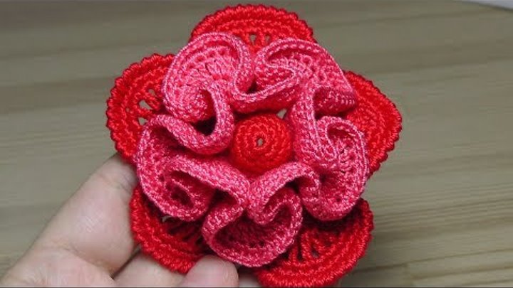 Объёмный ЦВЕТОК  вязание крючком  Crochet flower Tutorial