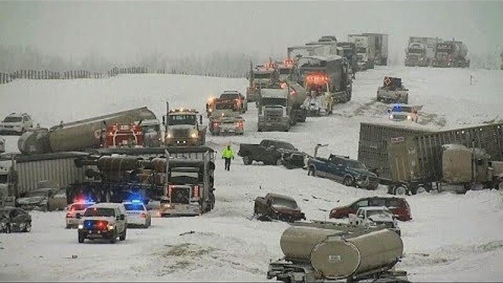 Most Massive and Big Truck Accident. Multi-Vehicle Crash.