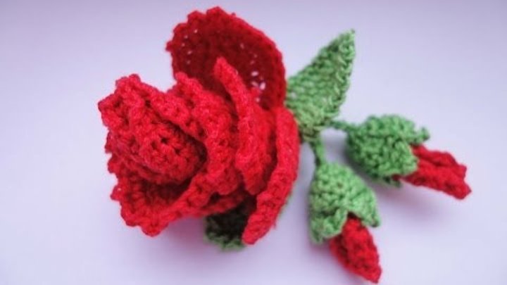 Роза с бутонами  Rose and flower buds Crochet