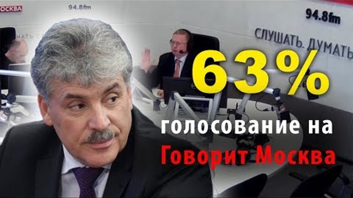 Ведущий в шоке. За Грудинина 63% в голосовании на Говорит Москва.