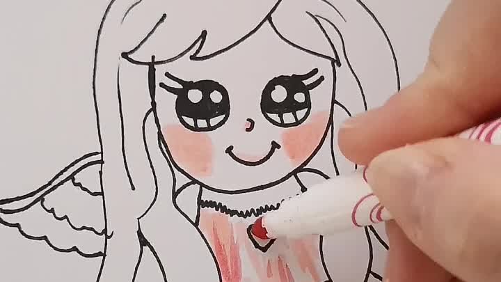 Рисуем девочку-ангелочка