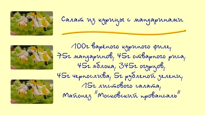 Любимые рецепты. Салат из курицы с мандаринами
