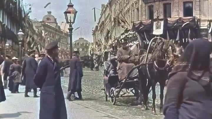 Москва, Тверская улица, 1896 год - редкие кадры кинохроники в цвете