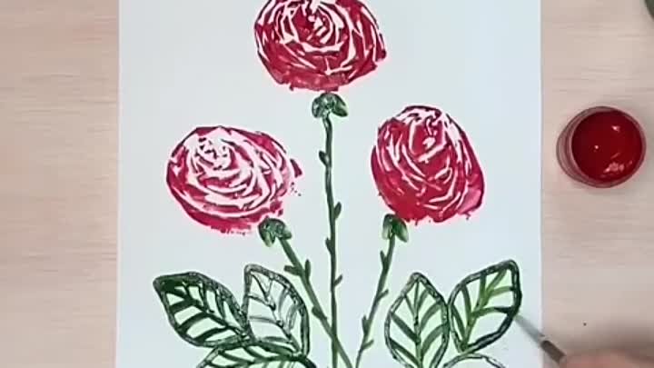 Нетрадиционный способ рисования букета роз