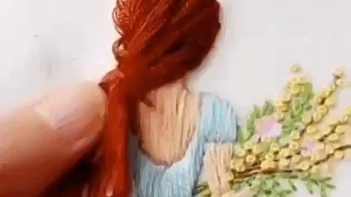 вышивка девочки с волосами
