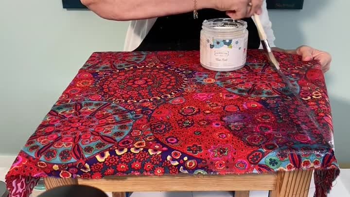 How To Fabric Decoupage A Table _ Hometalk