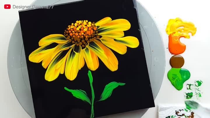 (455) Beautiful yellow flower _ Easy Painting Tips _ Fluid Acrylic f ...