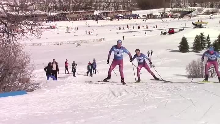 Одновременный финиш россиян.Скиатлон 30 км,США.