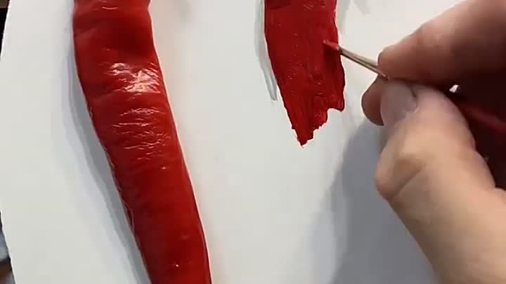 Красный острый перец Чили, масло на картоне, эскиз за 1 час