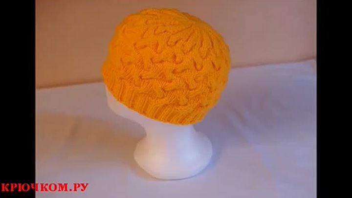 Осенняя женская шапка спицами (Knitting. Femail hat)