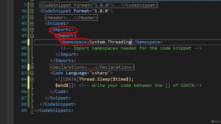 004 Namespaces in Snippets and Thread.Sleep Snippet - Example