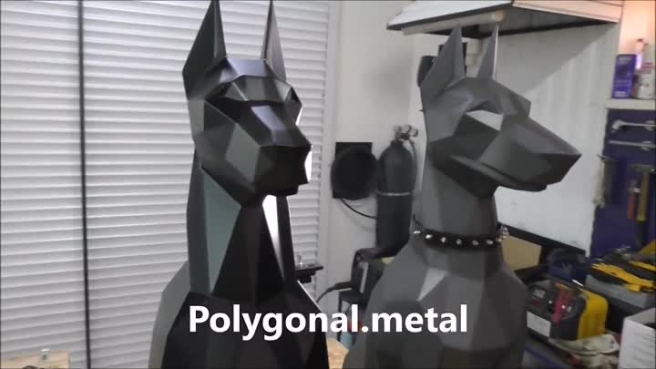 Полигональная фигура добермана из металла своими руками. Polygonal.metal