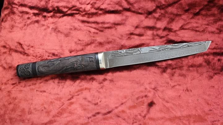 Нож "Самурай" (дамасская сталь, резной)