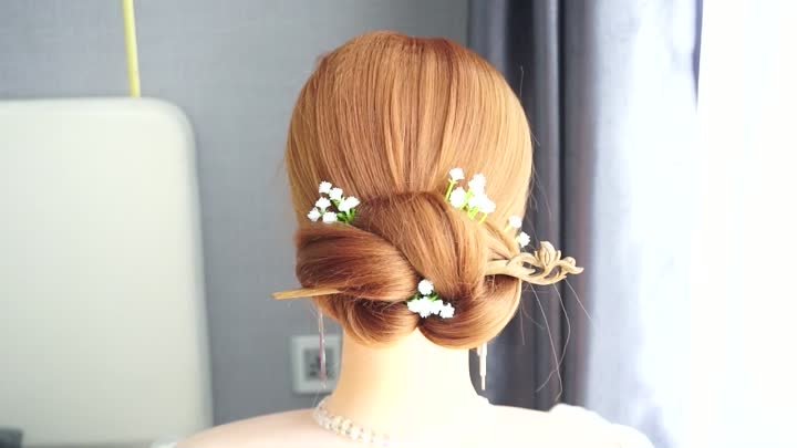 Hairstyle for Wedding with Bun Stick - Low Chignon Hairstyle Tutorial  Pinless Búns