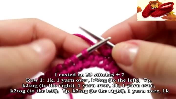 How to Knit the Leaf Stitch_Вязание спицами. Ажурный узор Листья