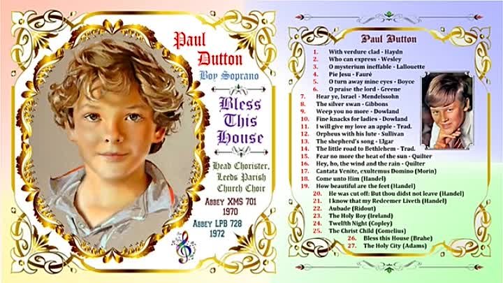 Paul Dutton, boy soprano, Head Chorister, Leeds Parish Church, Come Unto Him, LP