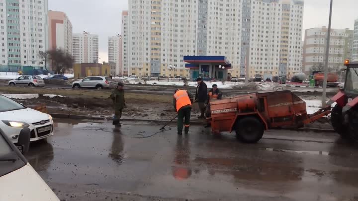Ремонт дороги, конец февраля 28.02 2017 Клыкова Курск