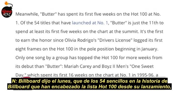 [Sub Español] BTS leads Billboard Hot 100 for fifth week in a row